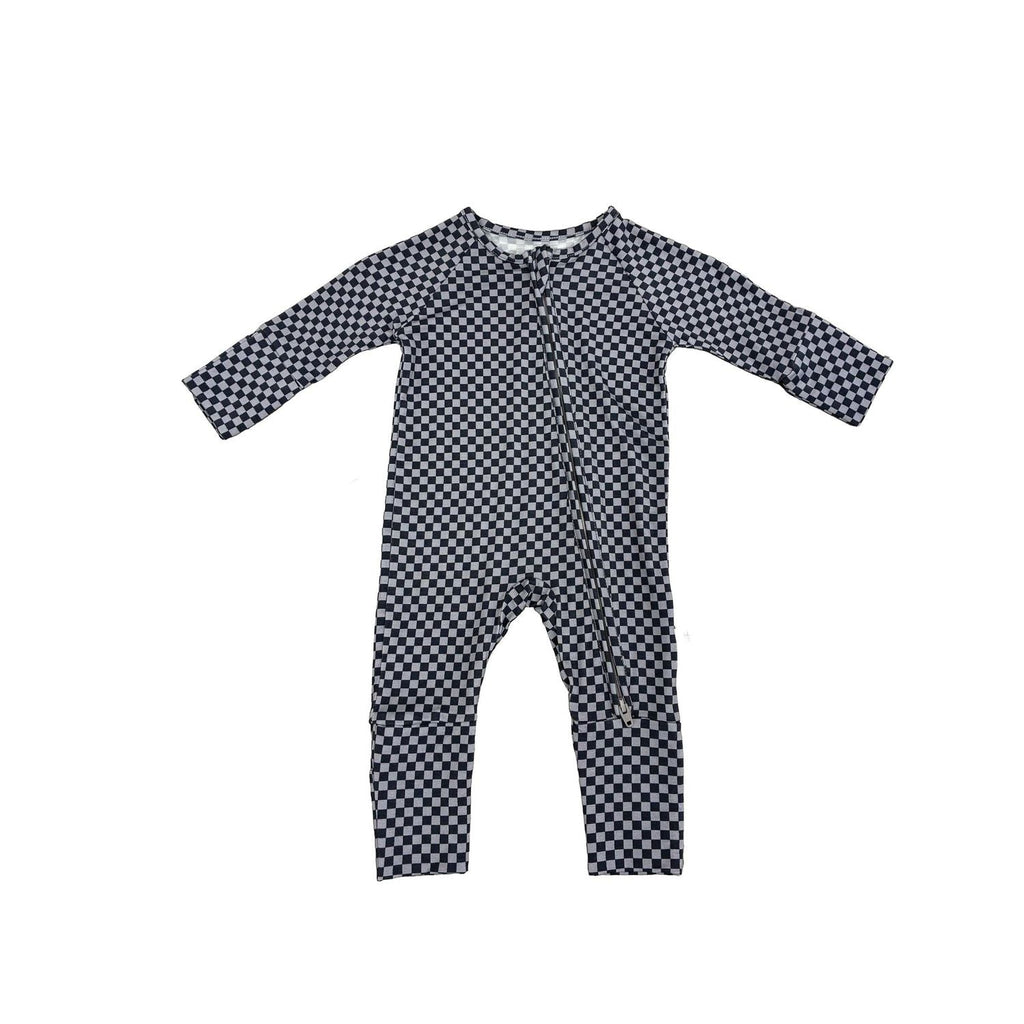 Forever French Baby Bamboo Zip Pajamas | Street Micro Check