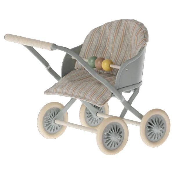 Maileg Stroller, Baby Mouse- Blue