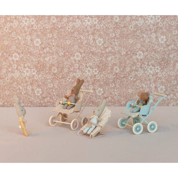 Maileg Stroller, Baby Mouse- Blue