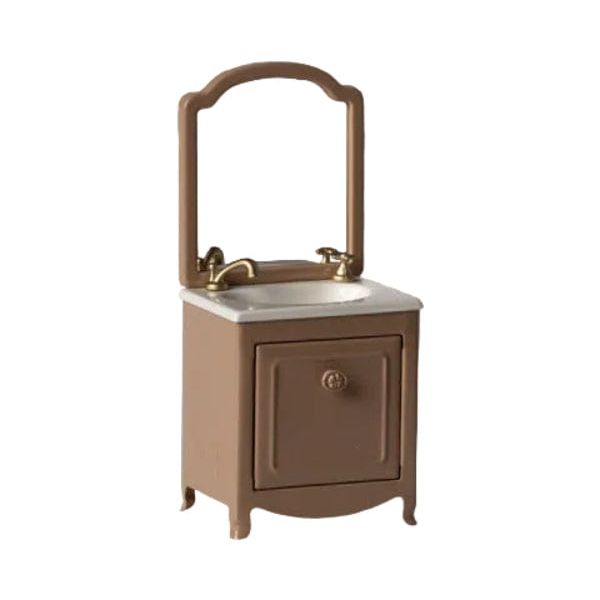 Maileg Sink Dresser With Mirror- Dark Powder