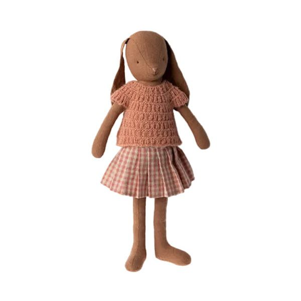 Maileg Bunny, Size 3 - Chocolate Brown- Knitted shirt and skirt