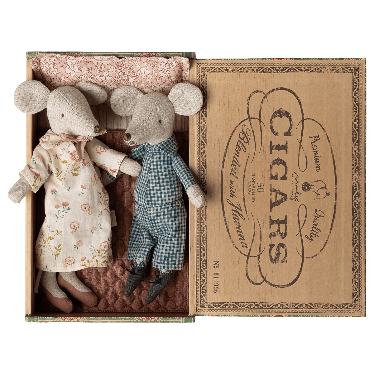 Maileg Grandma and Grandpa Mice in Cigarbox 26'