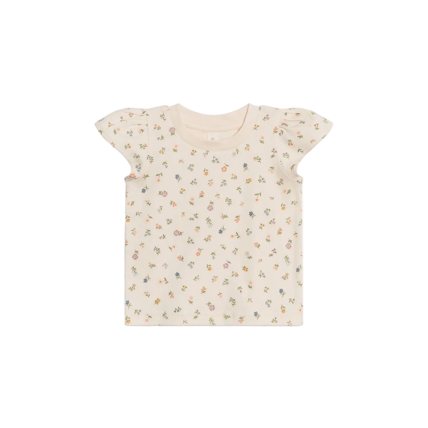 Colored Organics Pearl Petal Sleeve Tee - Petaline Floral / Fog + Fern