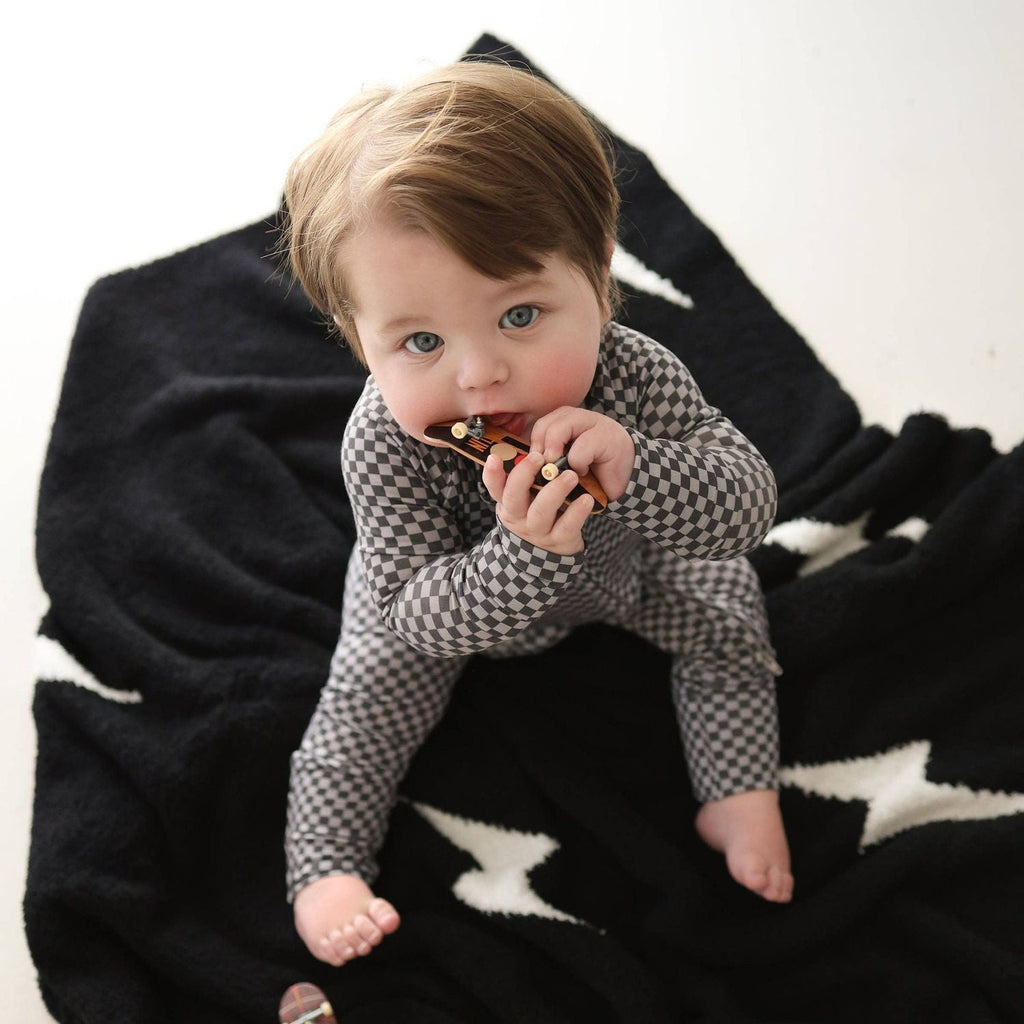 Forever French Baby Bamboo Zip Pajamas | Street Micro Check