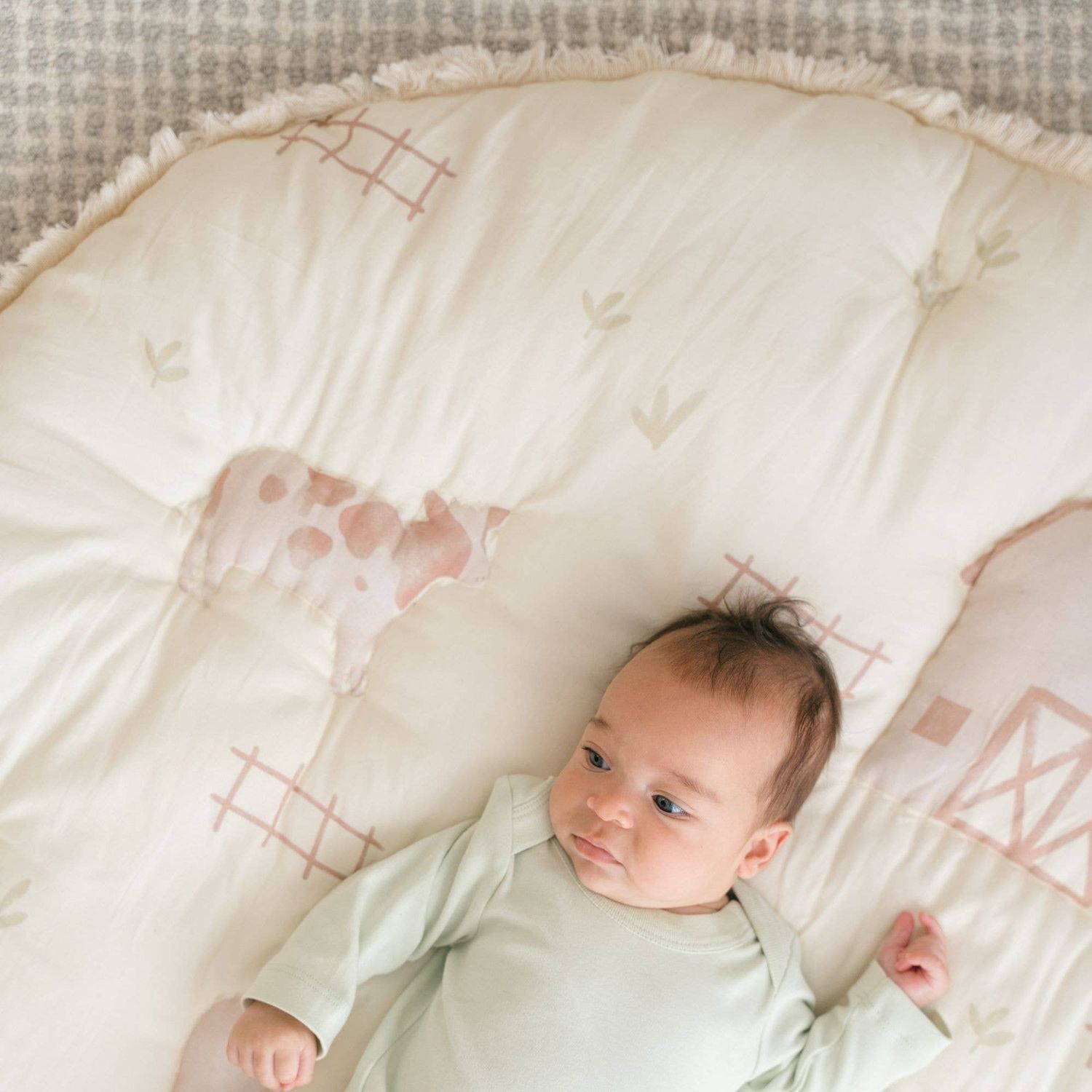 Crane Baby Charlie Farmhouse Quilted Play Mat