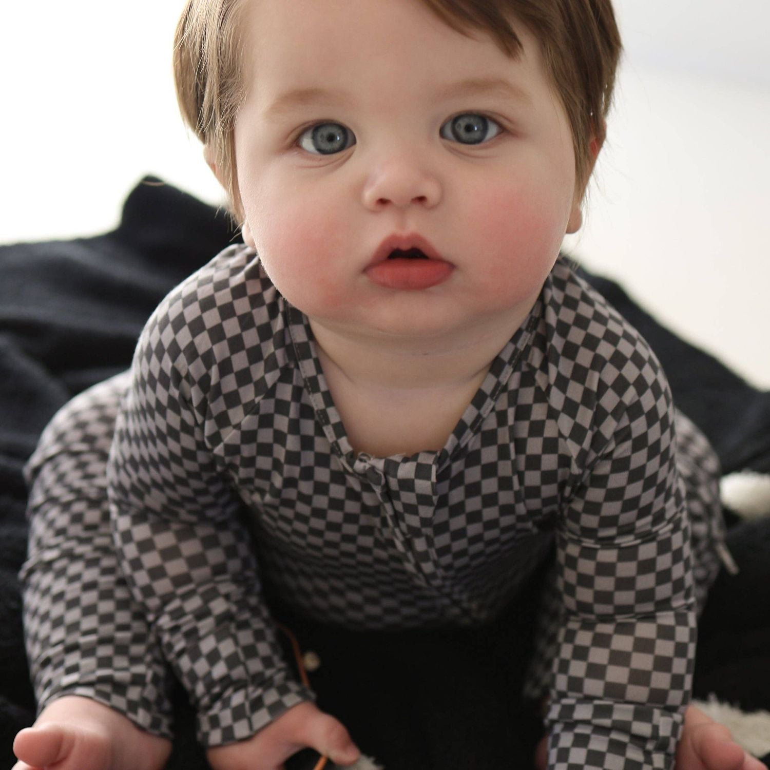 Forever French Baby Bamboo Zip Pajamas | Street Micro Check