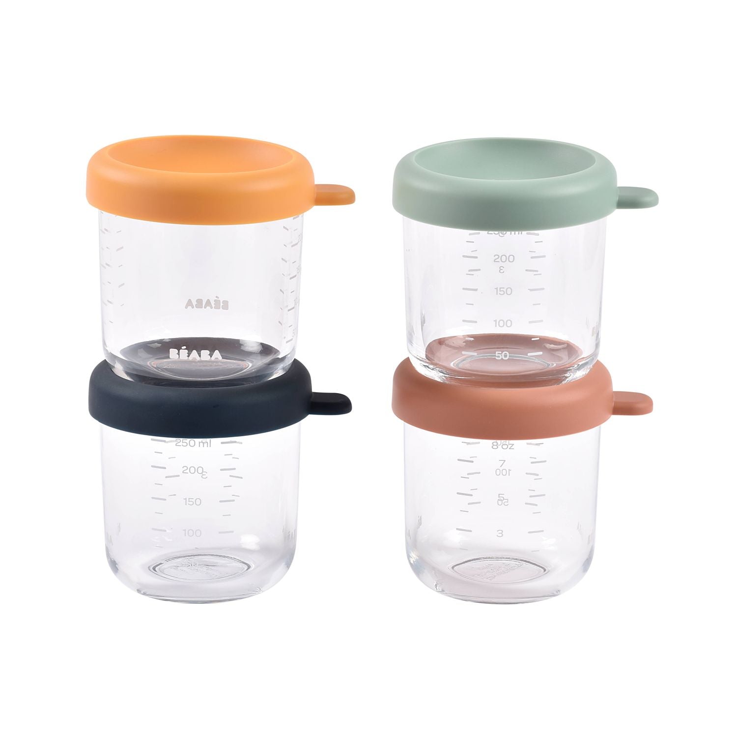 BEABA 4 Pack Glass Baby Food Jars-8oz- Sunrise