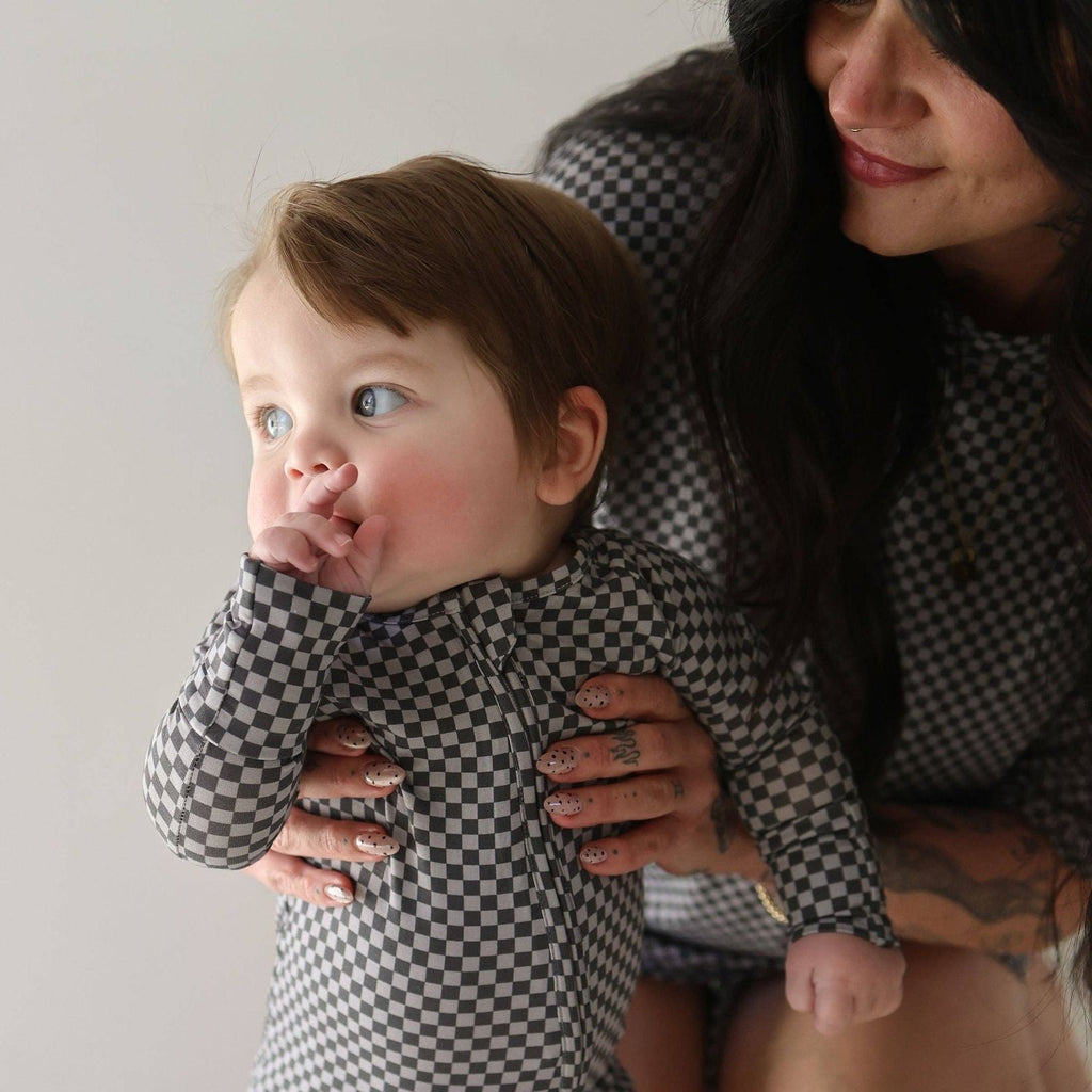 Forever French Baby Bamboo Zip Pajamas | Street Micro Check