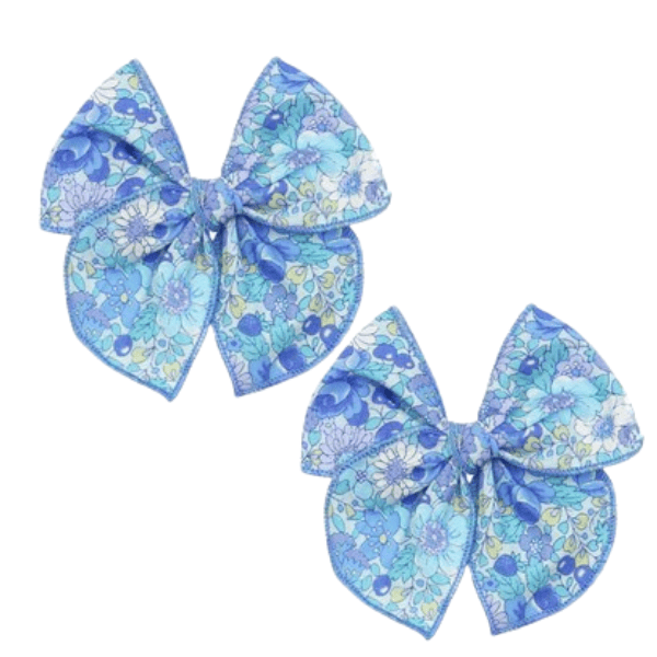 Lou Lou & Company -  Blueberry Floral Clip Pigtail set