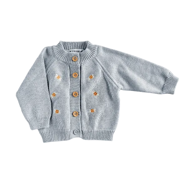 Blueberry Hill Cotton Embroidered  Bee Cardigan