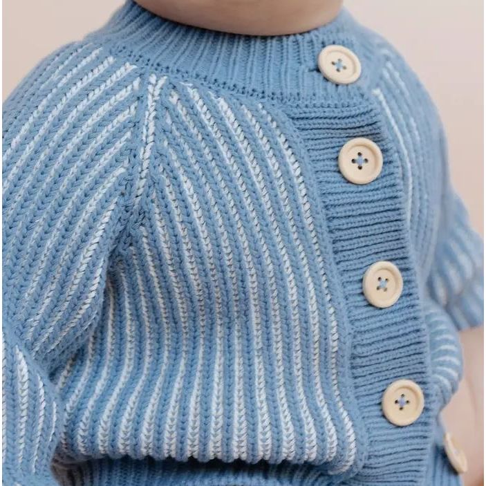 Blueberry Hill Cotton Brioche Cardigan Blue