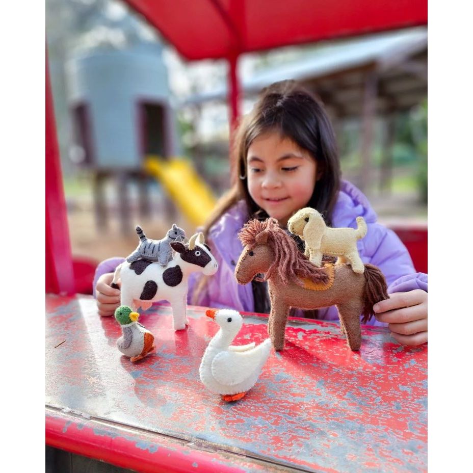 Tara Treasures Felt Farm Animals Toys Set - Set of 10 Toys