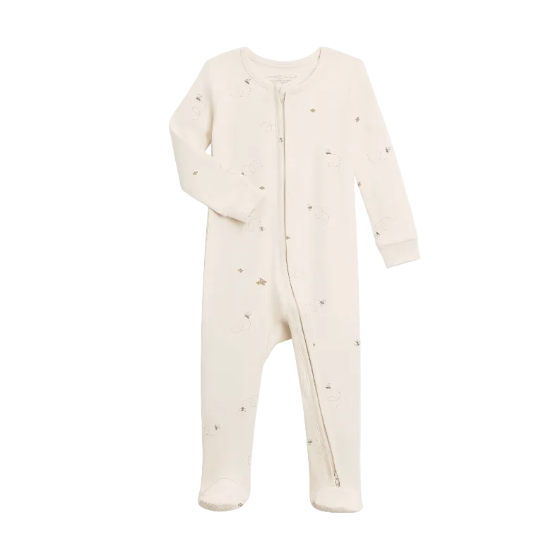 Colored Organics Peyton Zipper Sleeper- Bear/Truffle + Thyme
