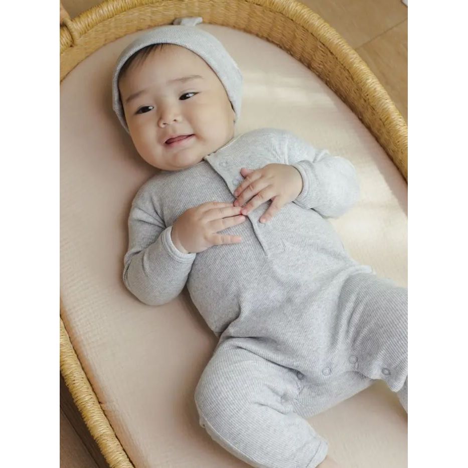 Quincy Mae Essentials Ribbed Baby Jumpsuit Dusty Blue