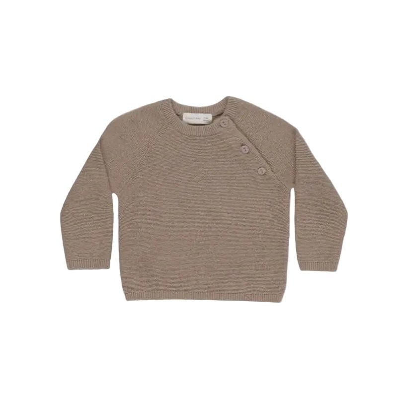 Quincy Mae Essentials Bailey Knit Sweater Heathered Mocha