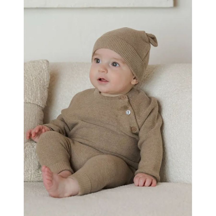 Quincy Mae Essentials Bailey Knit Sweater Heathered Mocha