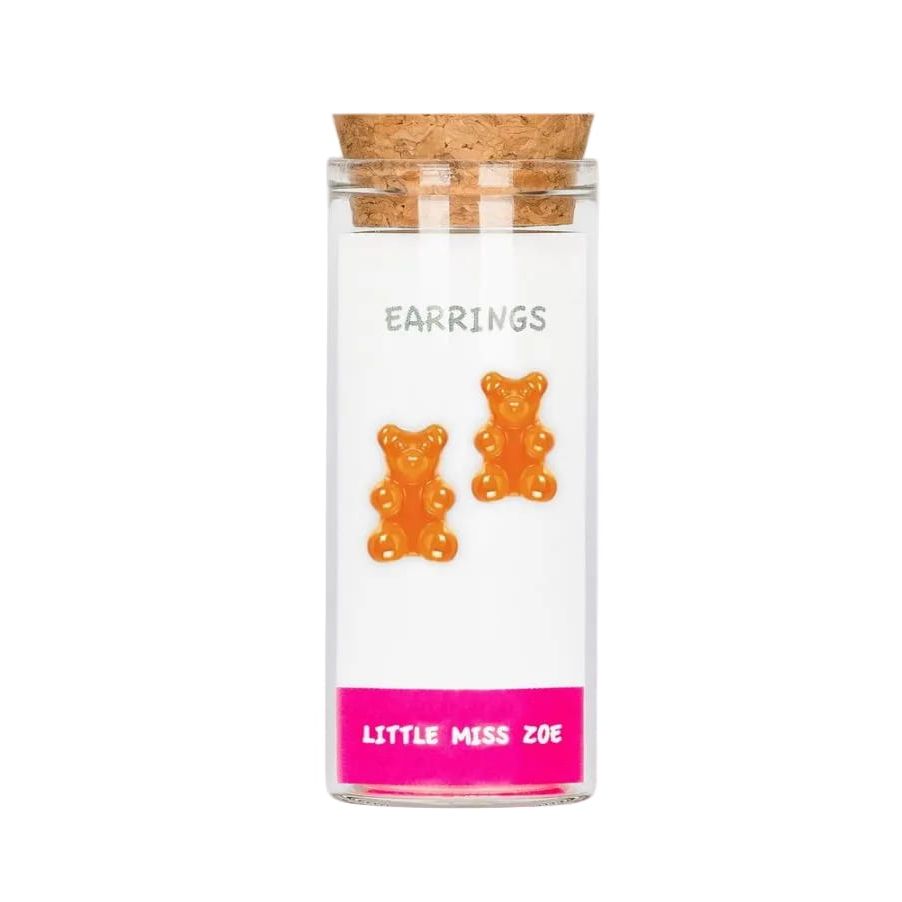 Little Miss Zoe Kids Sterling Silver Earrings-  Orange Gummy Bear