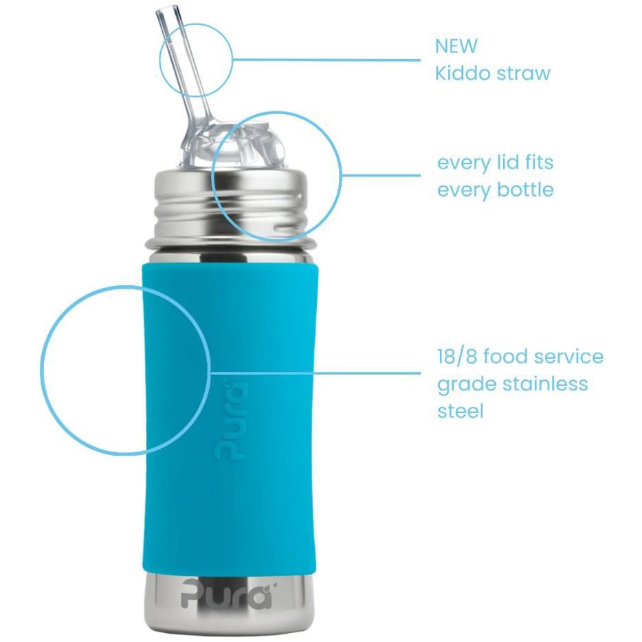 Pura Non-Insulated Kiddo Straw Cup w/ Sleeve - Moss