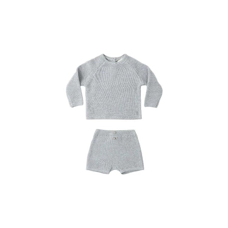 Quincy Mae Summer Knit Set- Heathered Sky