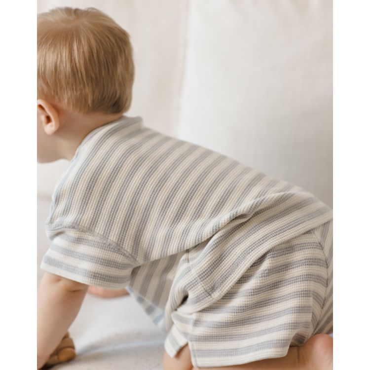 Quincy Mae Waffle Tea + Short Set- Sky Stripe