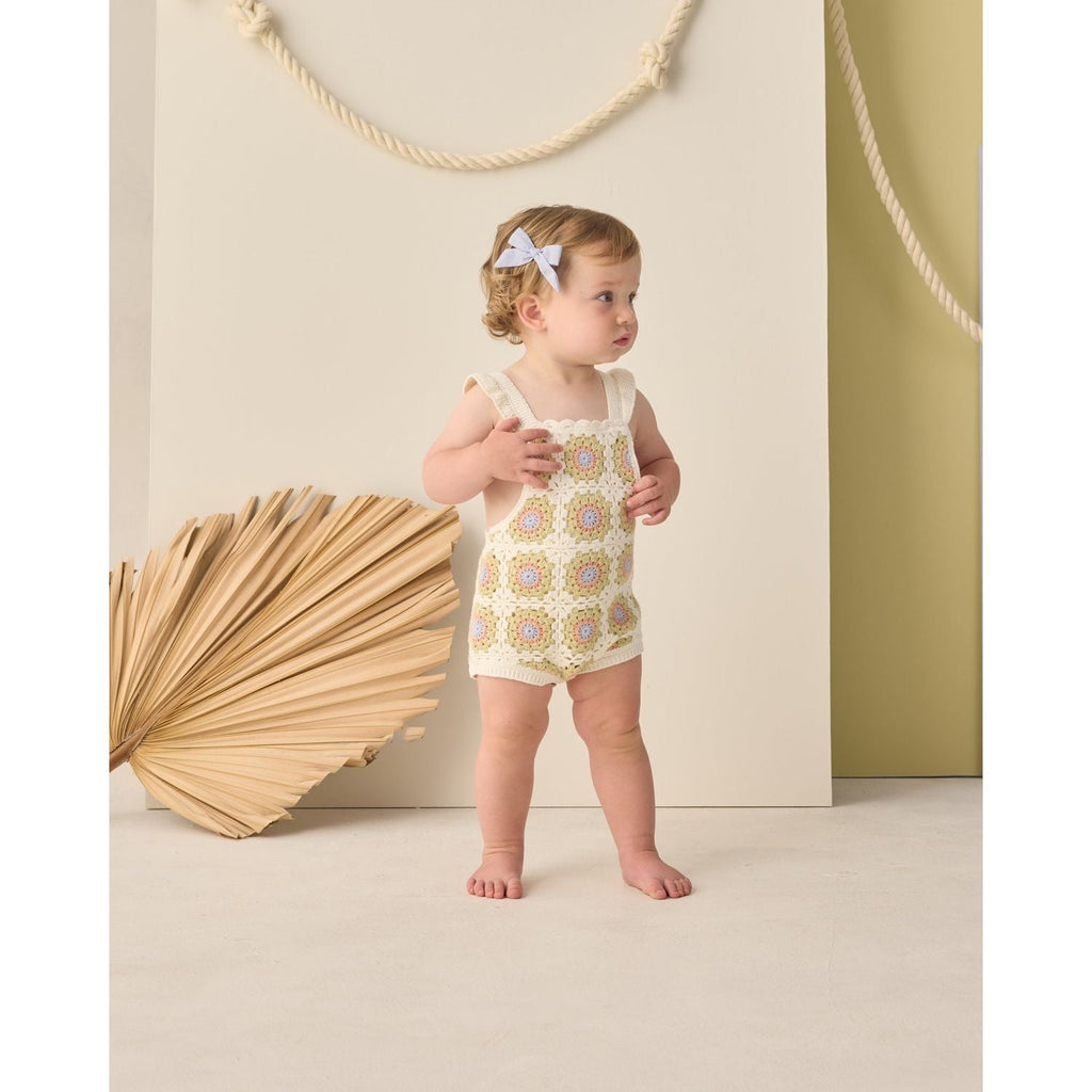 Rylee + Cru Crochet Romper - Citron Daisy Check