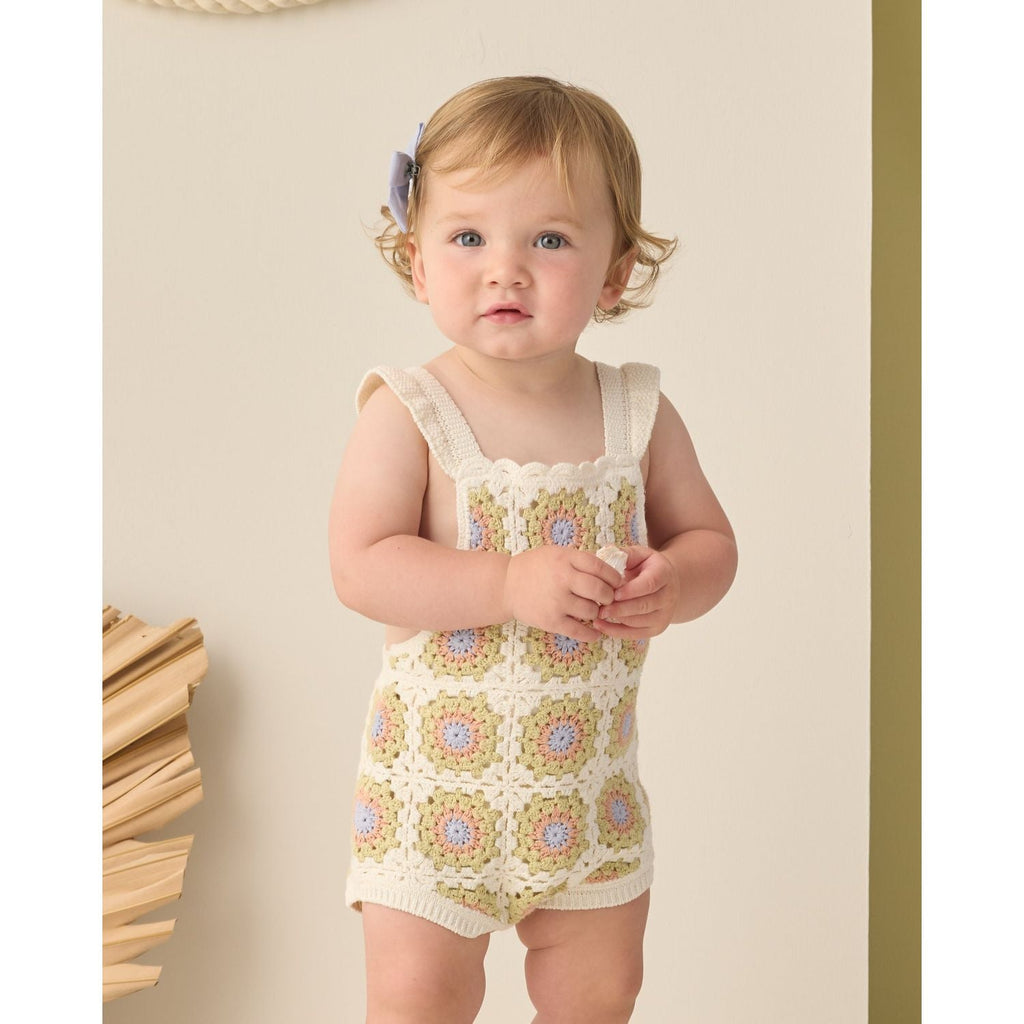 Rylee + Cru Crochet Romper - Citron Daisy Check