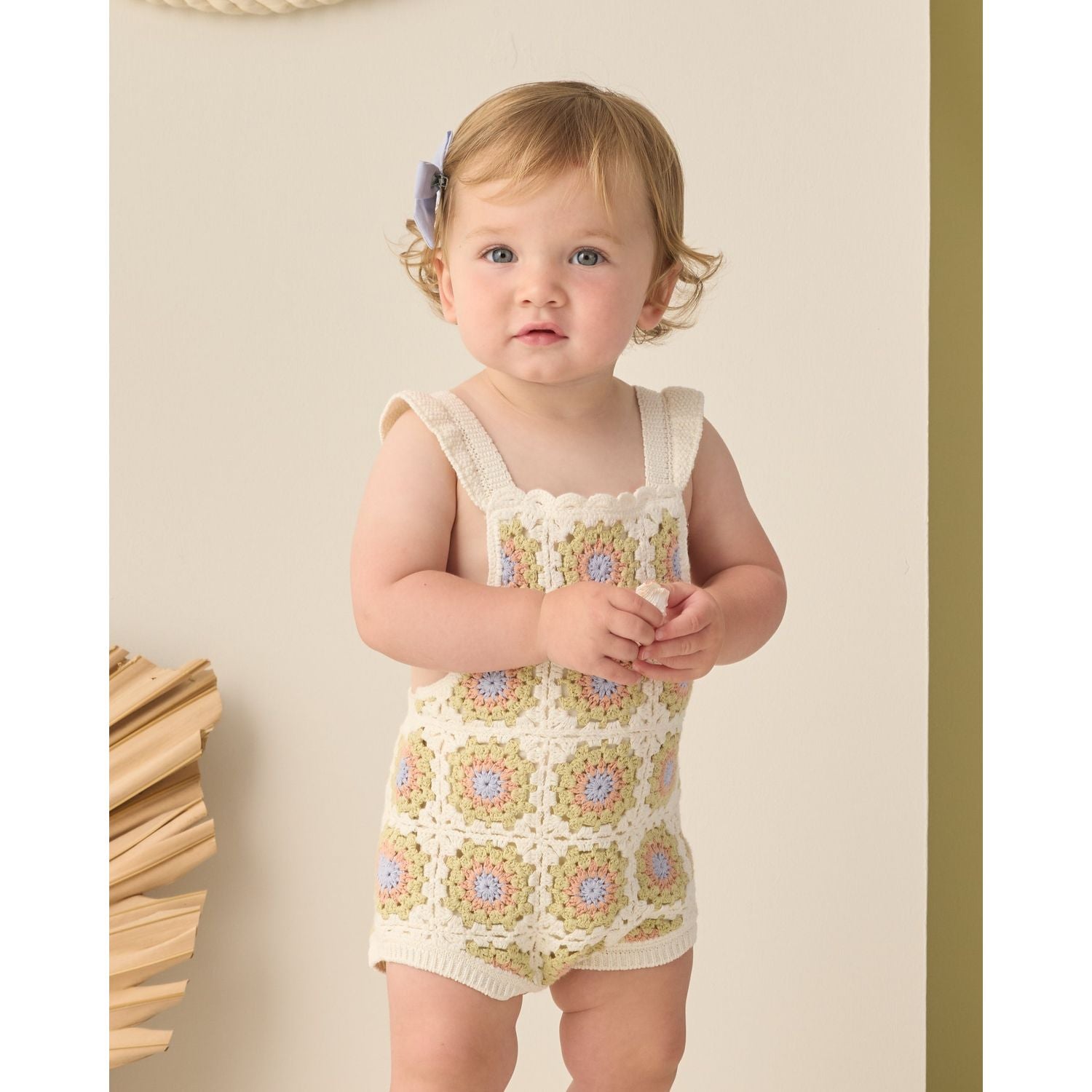Rylee + Cru Crochet Romper - Citron Daisy Check
