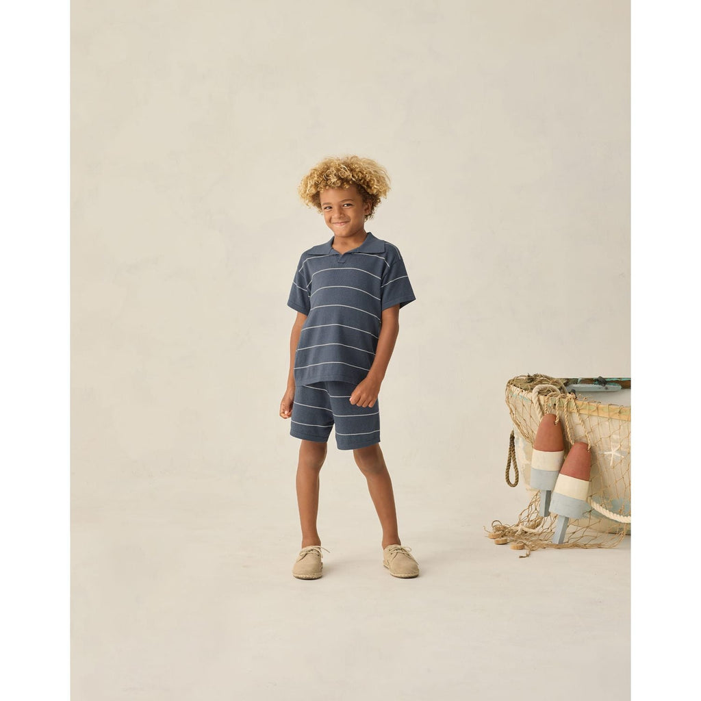 Rylee + Cru Chandler Knit Polo - Navy Stripe