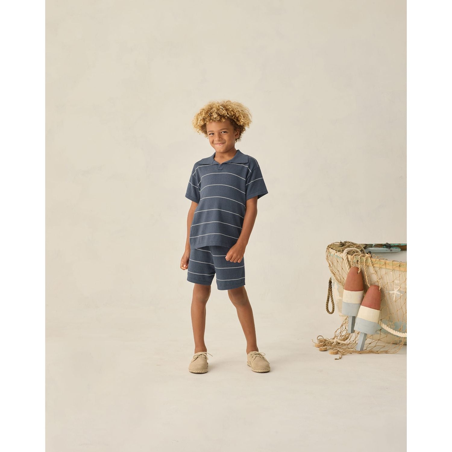 Rylee + Cru Chandler Knit Polo - Navy Stripe