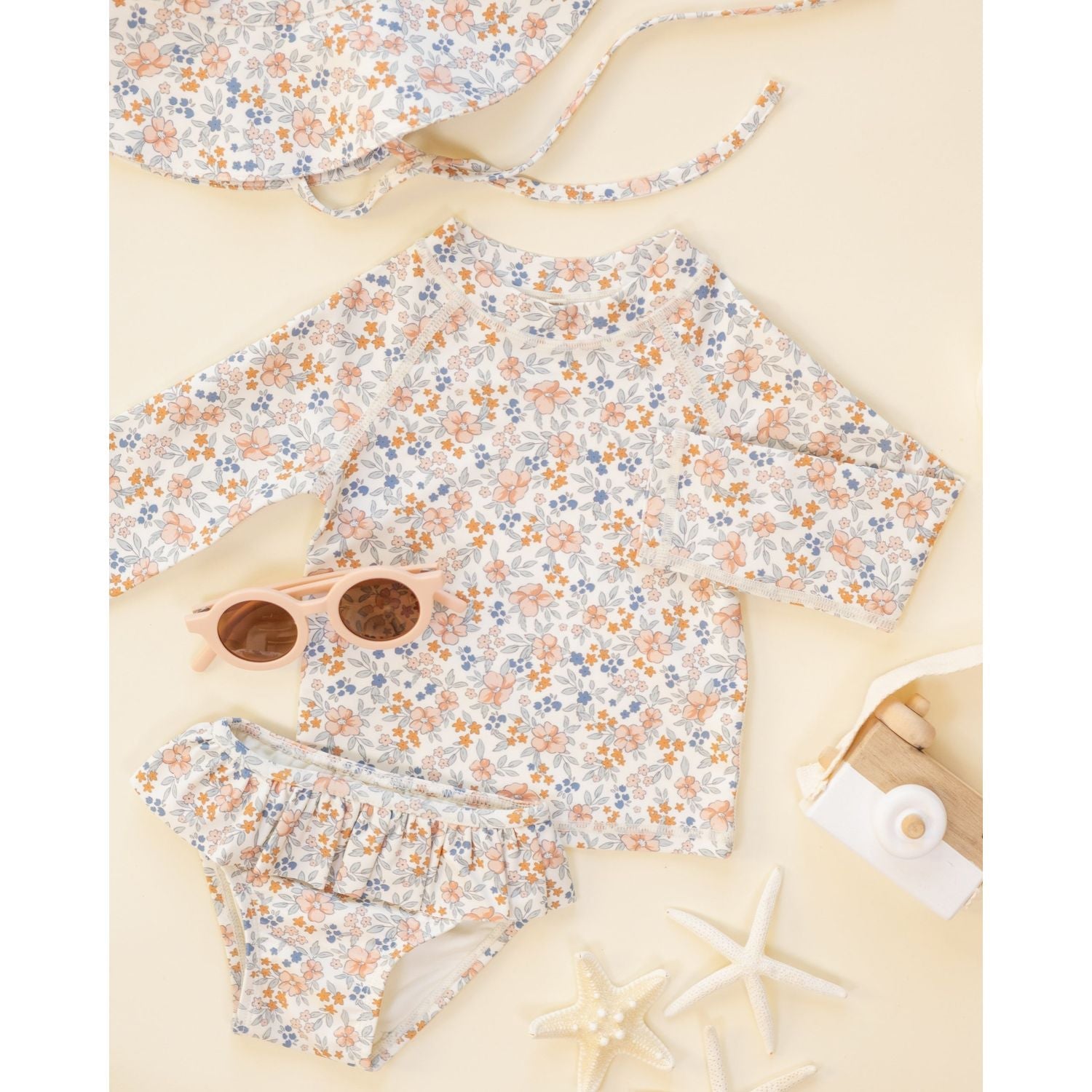 Rylee + Cru Rashguard Girls Set - Flower Fields