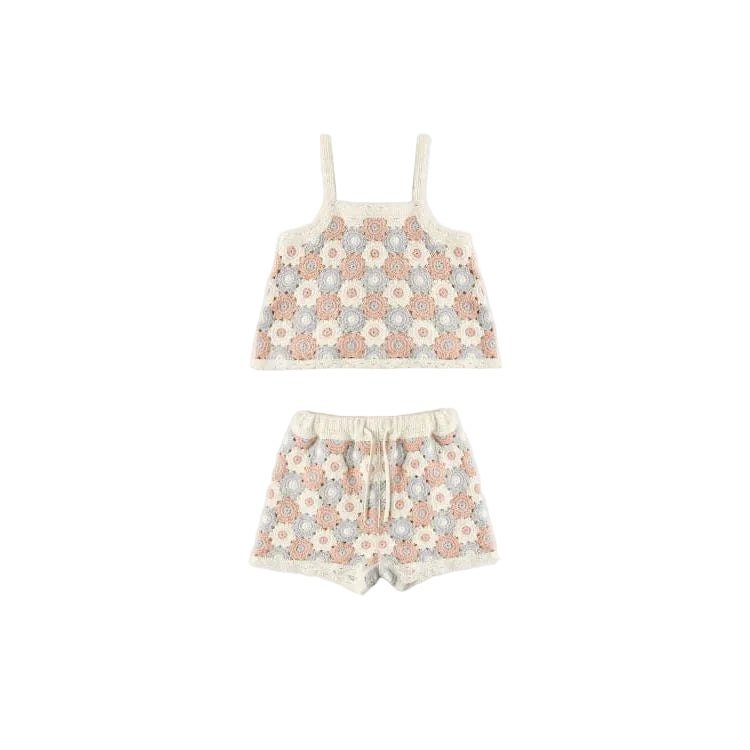 Rylee + Cru Lili Knit Set- Blue, Light Pink, Ivory