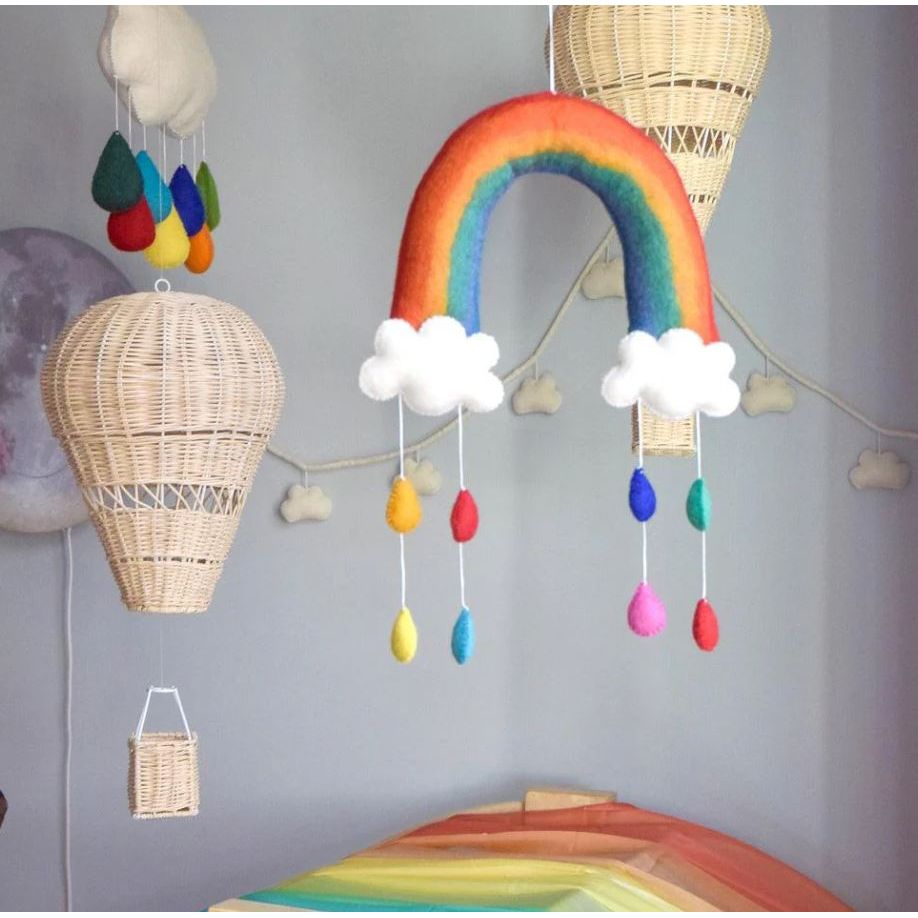 Tara Treasures Nursery Mobile - Rainbow with Raindrops