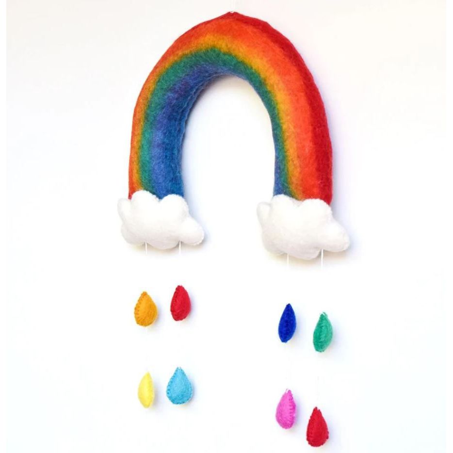 Tara Treasures Nursery Mobile - Rainbow with Raindrops
