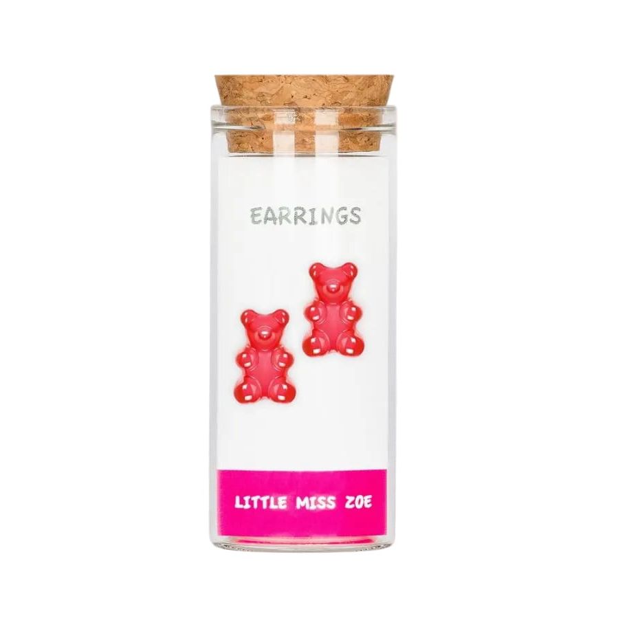 Little Miss Zoe Kids Sterling Silver Earrings-  Red Gummy Bear