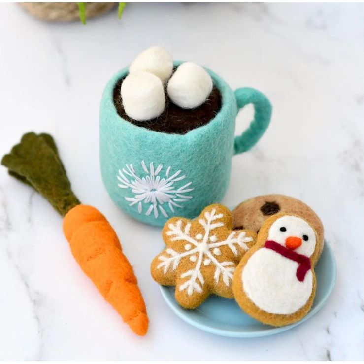 Tara Treasures Santa's Snacks with Blue Hot Chocolate Cup