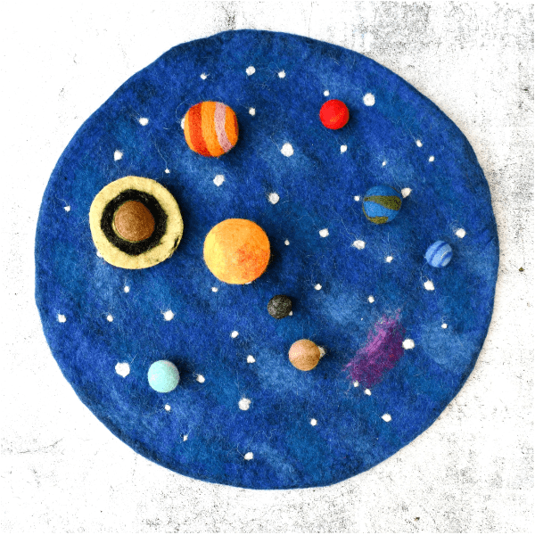 Tara Treasures Solar System Outer Space Plat Mat With Felt Planets