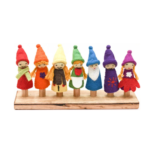 Tara Treasures Rainbow Colorful Gnomes Finger Puppet Set