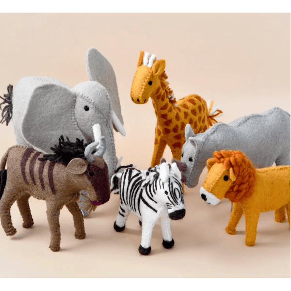 Tara Treasures Felt Safari Animals Toys- Set of 6