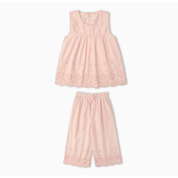 Makemake Organics Eyelet Top & Pants Set- Blush