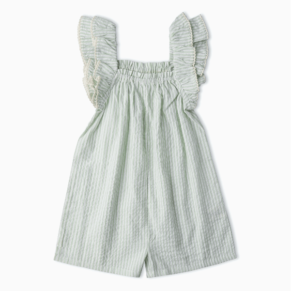 Makemake Organics Flutter Jumpsuit- Basil Stripes