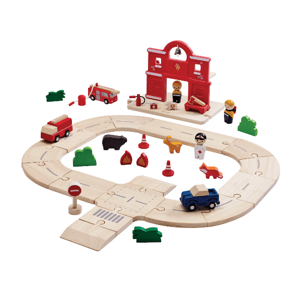 Plan Toys Fire & Rescue Roadway Playset