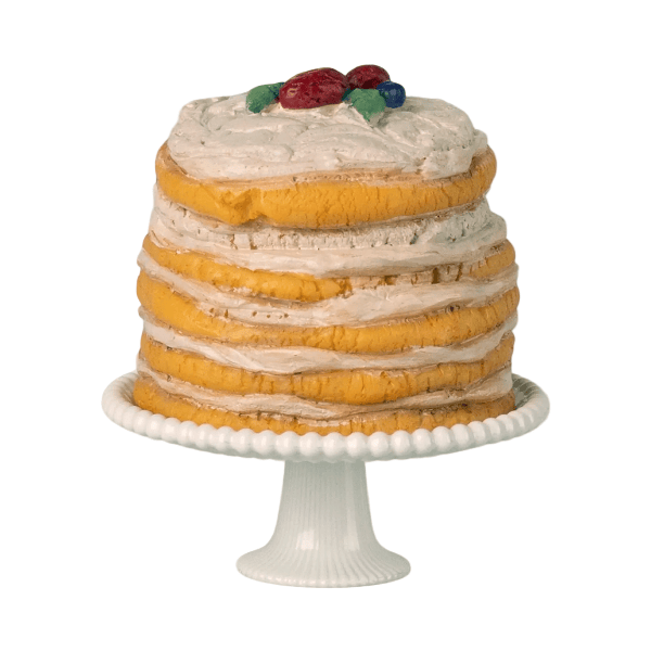 Maileg Party Cake and Cake Stand, Mouse - Off White