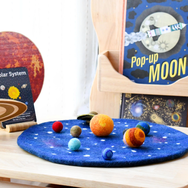 Tara Treasures Solar System Outer Space Plat Mat With Felt Planets