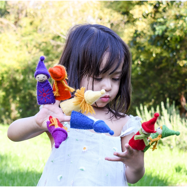 Tara Treasures Rainbow Colorful Gnomes Finger Puppet Set