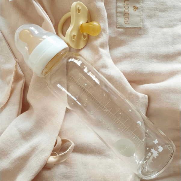 Hevea Standard Neck Glass Baby Bottles- 240ML/ 8oz, Two-Pack