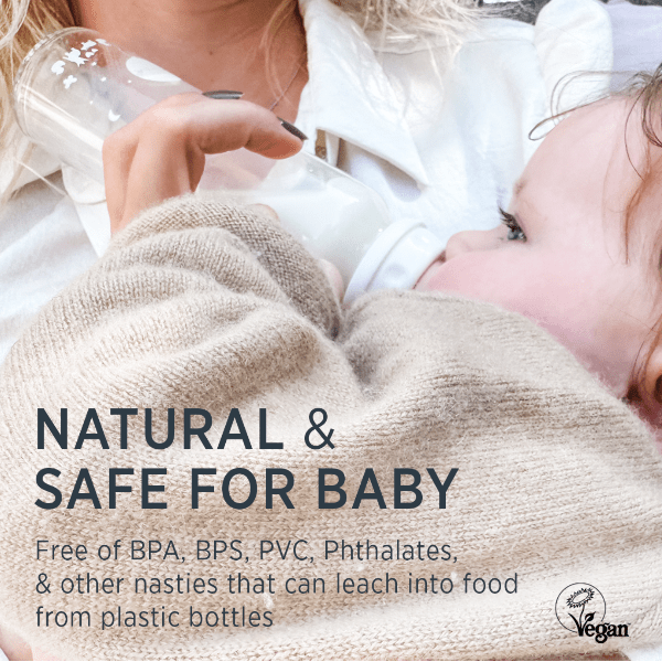 Hevea Standard Neck Glass Baby Bottles- 240ML/ 8oz, Two-Pack
