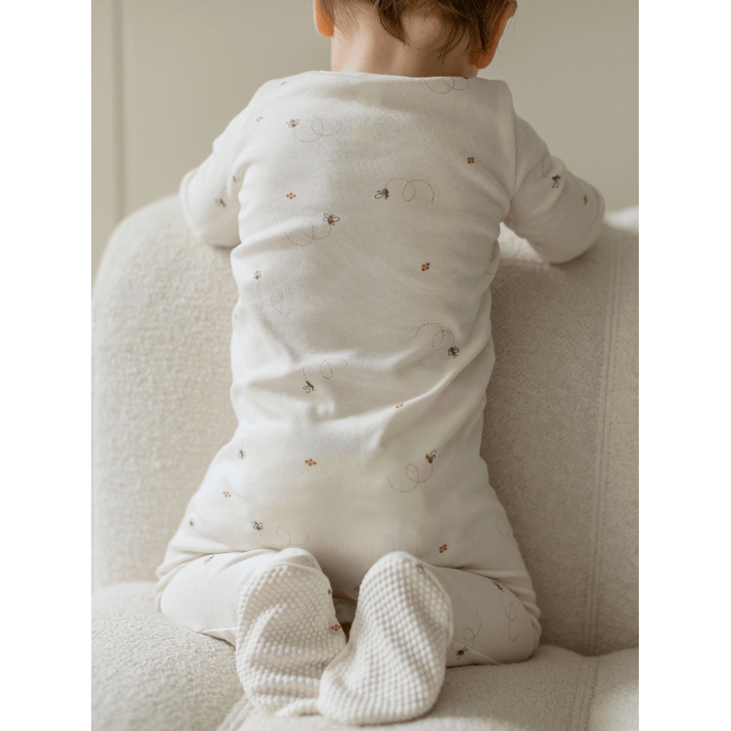 Colored Organics Peyton Zipper Sleeper- Bee/Pewter