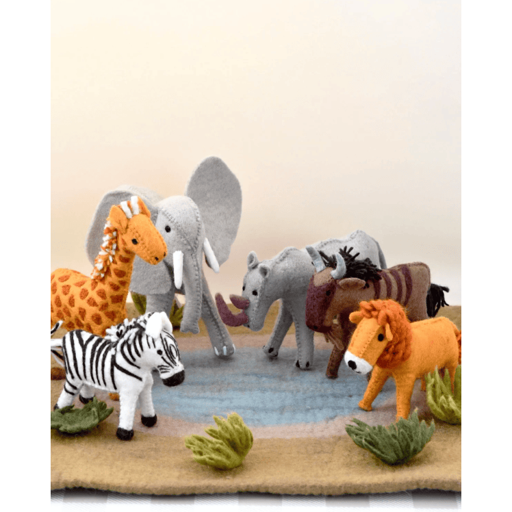 Tara Treasures Felt Safari Animals Toys- Set of 6