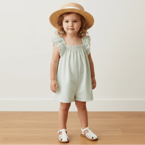 Makemake Organics Flutter Jumpsuit- Basil Stripes