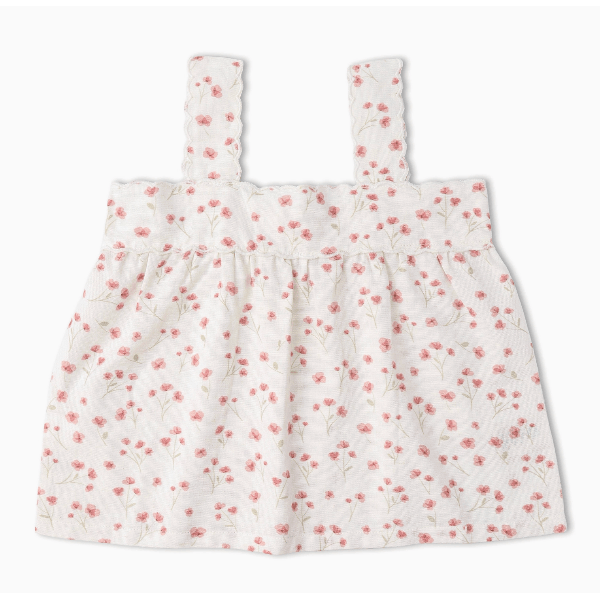 Makemake Organics Scalloped Top & Bloomers Set- Pink Bloom